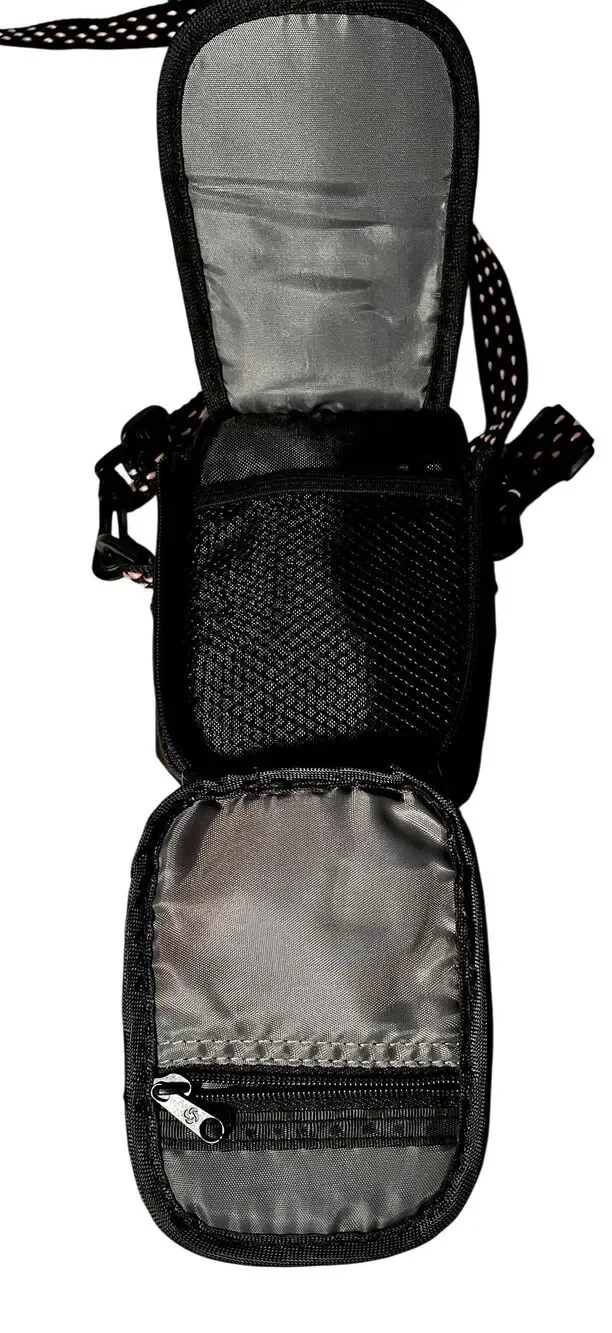 Samsonite Black Compact Camera Bag Phone Case Black and Pink Crossbody Strap